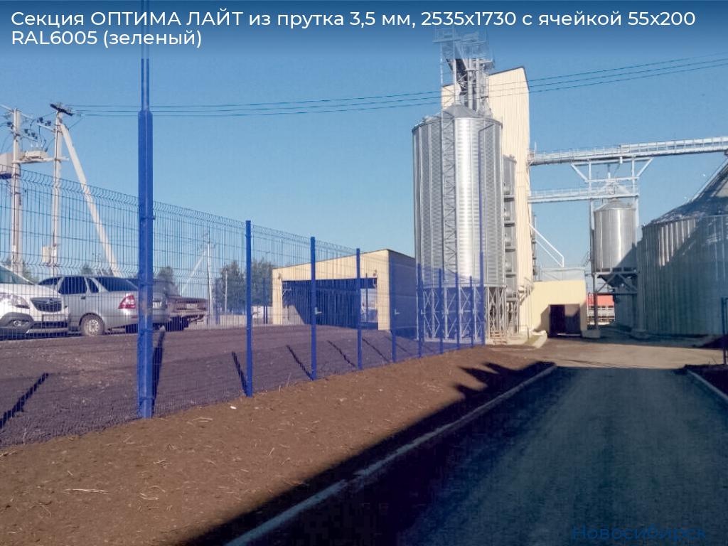 Секция ОПТИМА ЛАЙТ из прутка 3,5 мм, 2535x1730 с ячейкой 55х200 RAL6005 (зеленый), novosibirsk.doorhan.ru
